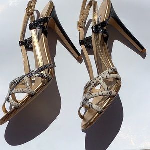 Gorgeous, elegant Diane von Furstenberg animal skin look sandals.